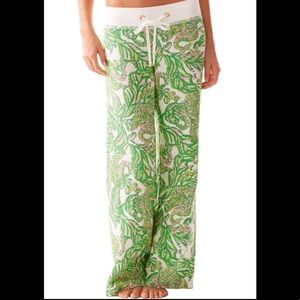L.Pulitzer Seeing Pink Elephants Linen Beach Pants